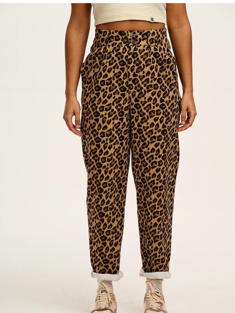 Lucy & Yak Addison High Waisted Organic Twill Jeans Leopard Print